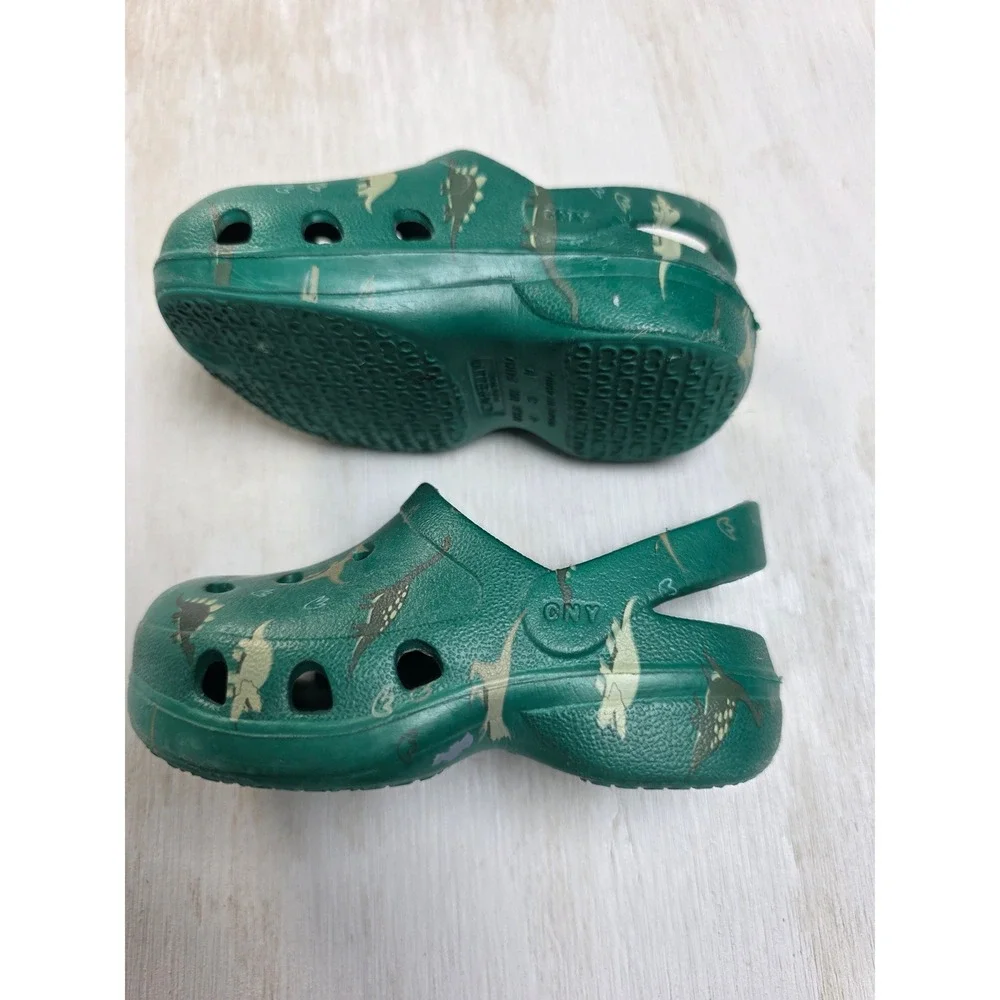 Capelli New York Toddler Boys Green Dinosaur Print Clogs Shoes Size 4 Classic